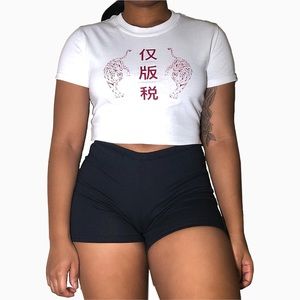 White Tee with Red Tiger Design ❤️🖤
